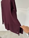 66003 Kalın Fitilli Beli Lastikli Tunik-Bordo