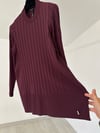 66003 Kalın Fitilli Beli Lastikli Tunik-Bordo