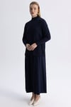 66003 Kalın Fitilli Beli Lastikli Tunik-Lacivert