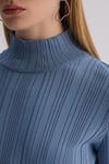 66008 Fitilli Dik Yaka Tunik-Mavi