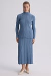 66008 Fitilli Dik Yaka Tunik-Mavi
