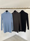 66008 Fitilli Dik Yaka Tunik-Mavi