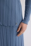 66008 Fitilli Dik Yaka Tunik-Mavi