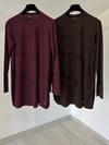 66011 Kendinden Desenli Triko Tunik-Bordo