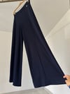 67009 Önü Fitilli Bol Paça Triko Pantolon-Lacivert
