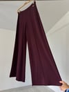 67009 Önü Fitilli Bol Paça Triko Pantolon-Bordo
