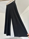 67009 Önü Fitilli Bol Paça Triko Pantolon-Siyah