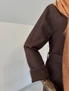 68276 Triko Astarlı Denim Pardösü-Kahverengi