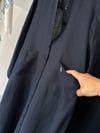 68284 Nakış Detaylı Düğmeli Uzun Kap-Lacivert