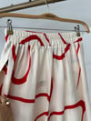 6952 Çizgi Desen Kimono Pantolon Takım-Ekru