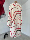 6952 Çizgi Desen Kimono Pantolon Takım-Ekru