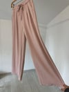 70128 Önden Pilili Bol Paça Pantolon-Pudra
