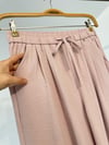 70128 Önden Pilili Bol Paça Pantolon-Pudra