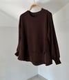 70480 Kumaş Garnili Dilimli Triko Bluz-Kahve