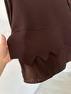70480 Kumaş Garnili Dilimli Triko Bluz-Kahve