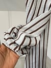 71018 Çizgili Erkek Yaka Tunik-Kahve
