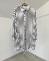 71018 Çizgili Erkek Yaka Tunik-Kahve