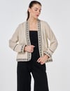 73016 %100 Pamuklu Nakış Detaylı Kimono-Taş