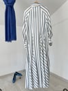 8560 Çizgili Maksi Elbise-Beyaz