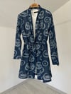 92015 Desenli Pamuklu Kimono-İndigo