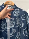 92015 Desenli Pamuklu Kimono-İndigo