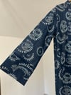 92015 Desenli Pamuklu Kimono-İndigo
