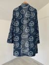 92015 Desenli Pamuklu Kimono-İndigo
