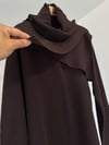 SF008 Önü Yırtmaçlı Kemerli Degaje Yakalı Tunik-Kahverengi