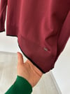 TRK14 Kontrast Biyeli Triko Bluz-Bordo