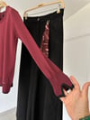 TRK14 Kontrast Biyeli Triko Bluz-Bordo