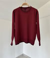 TRK14 Kontrast Biyeli Triko Bluz-Bordo