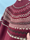 TRK181 Desenli Triko Kazak-Bordo