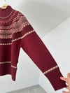TRK181 Desenli Triko Kazak-Bordo
