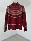 TRK181 Desenli Triko Kazak-Bordo