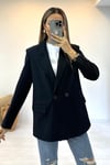 Kruvaze Oversize Blazer- Siyah