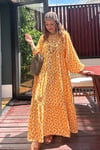 Maxi Flower Elbise- Hardal