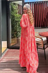 Maxi Flower Elbise- Kırmızı