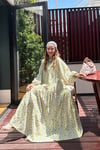 Maxi Flower Elbise- Mavi Yeşil