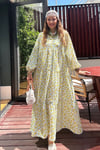 Maxi Flower Elbise- Mavi Yeşil