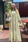 Maxi Flower Elbise- Mavi Yeşil