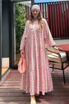 Maxi Flower Elbise- Pudra 