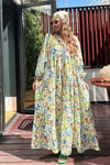 Maxi Flower Elbise- Yeşil Sarı