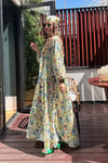 Maxi Flower Elbise- Yeşil Sarı