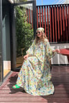 Maxi Flower Elbise- Yeşil Sarı