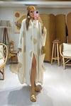 Nakışlı Kaftan Güneş Desen  - Ekru