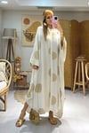 Nakışlı Kaftan Güneş Desen  - Ekru