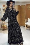 Nakışlı Maxi Elbise - Siyah