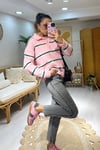 Polo Yaka Yumuşak Triko Kazak-Pembe