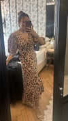 Volanlı Bağlamalı Premıum Elbise- Leopar