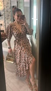 Volanlı Bağlamalı Premıum Elbise- Leopar